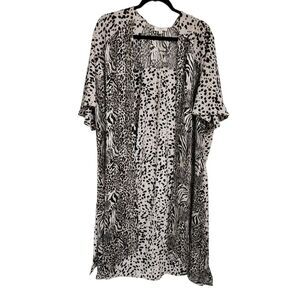 Umgee Kimono S/M beige Black Mixed Animal Print Boho Western Cowgirl